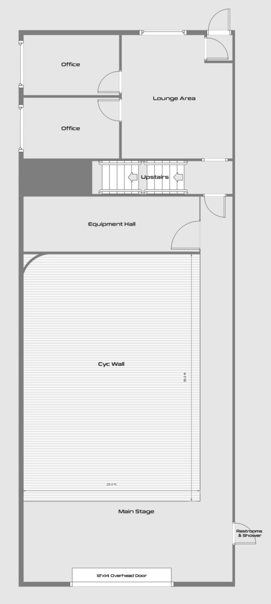 A floor plan of the ground level of an apartment.