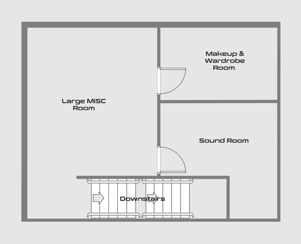 A floor plan of the basement of a house.